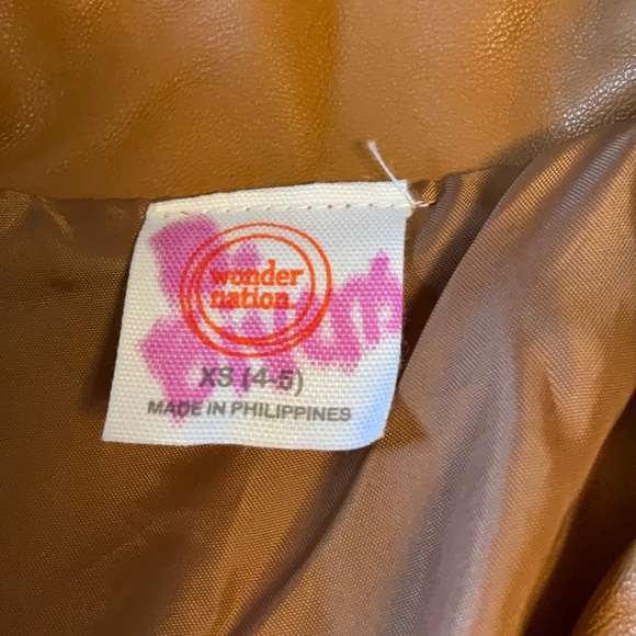 Wonder Nation Tan Leather Bomber Jacket - Picture 4 of 6